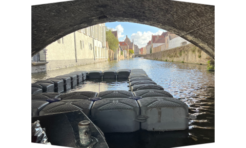 Unique spots while transporting the platform for the waterpurificationstation of University of Ghent.