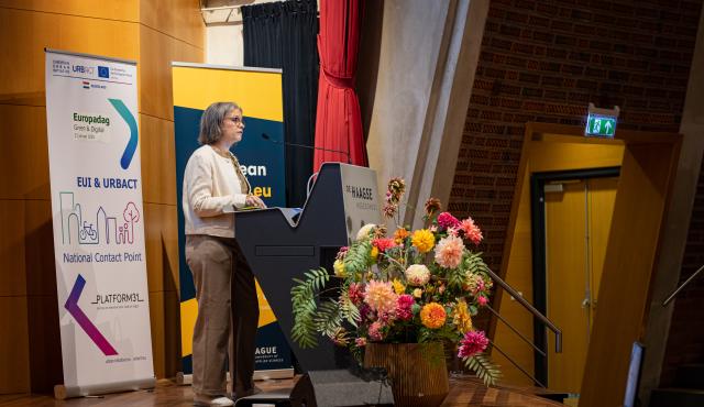 Presentatie van vrouw